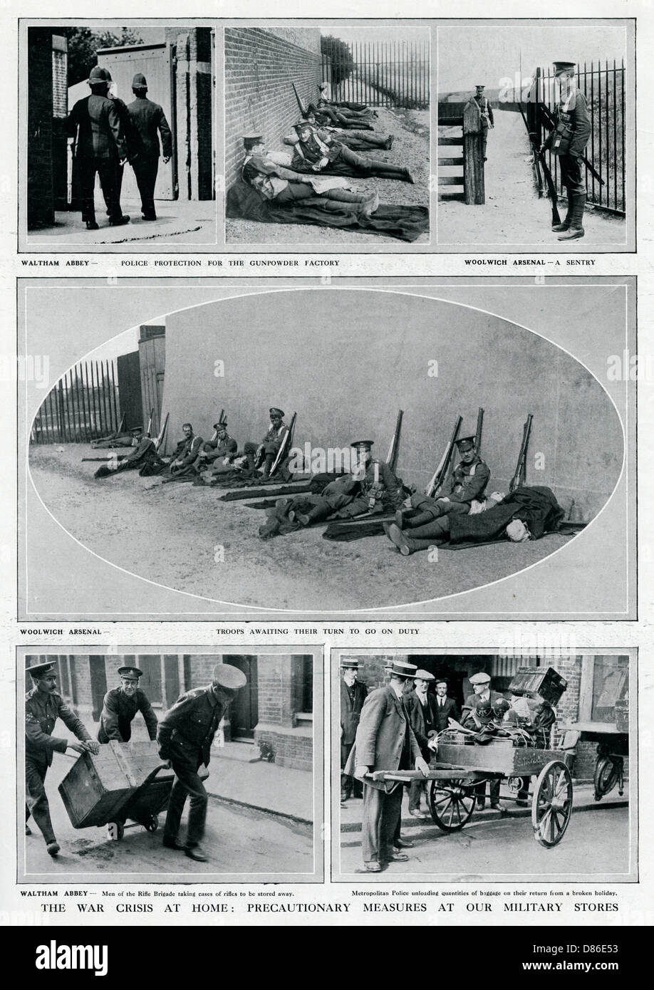 Truppen zum Schutz der britischen Schießpulverfabriken 1914 Stockfoto