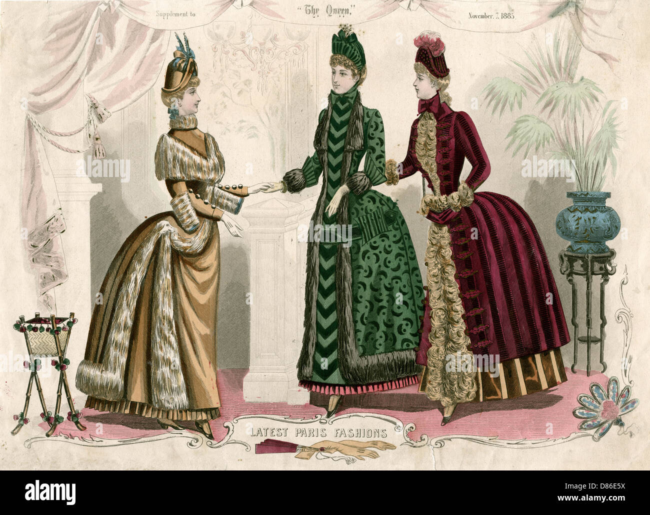 Neueste Mode in Paris 1885 Stockfoto