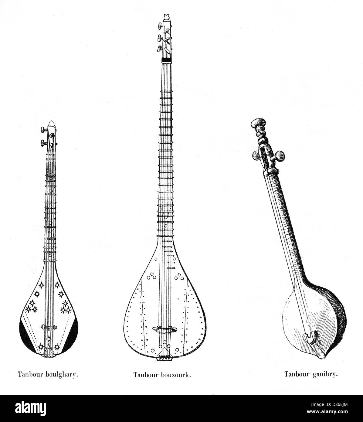 Drei asiatische Musikinstrumente Stockfoto