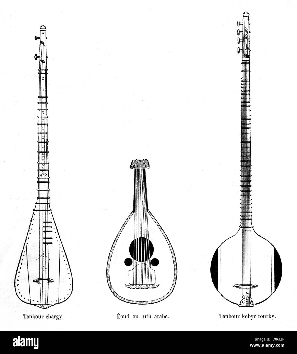 Drei asiatische Musikinstrumente Stockfoto