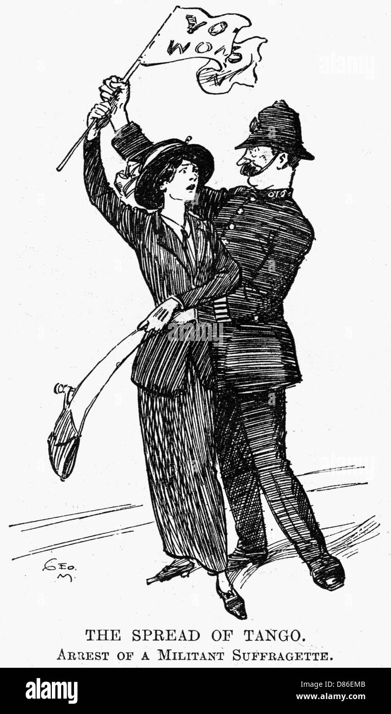 Die Ausbreitung der Tangothe Verhaftung eine militante Suffragette Stockfoto