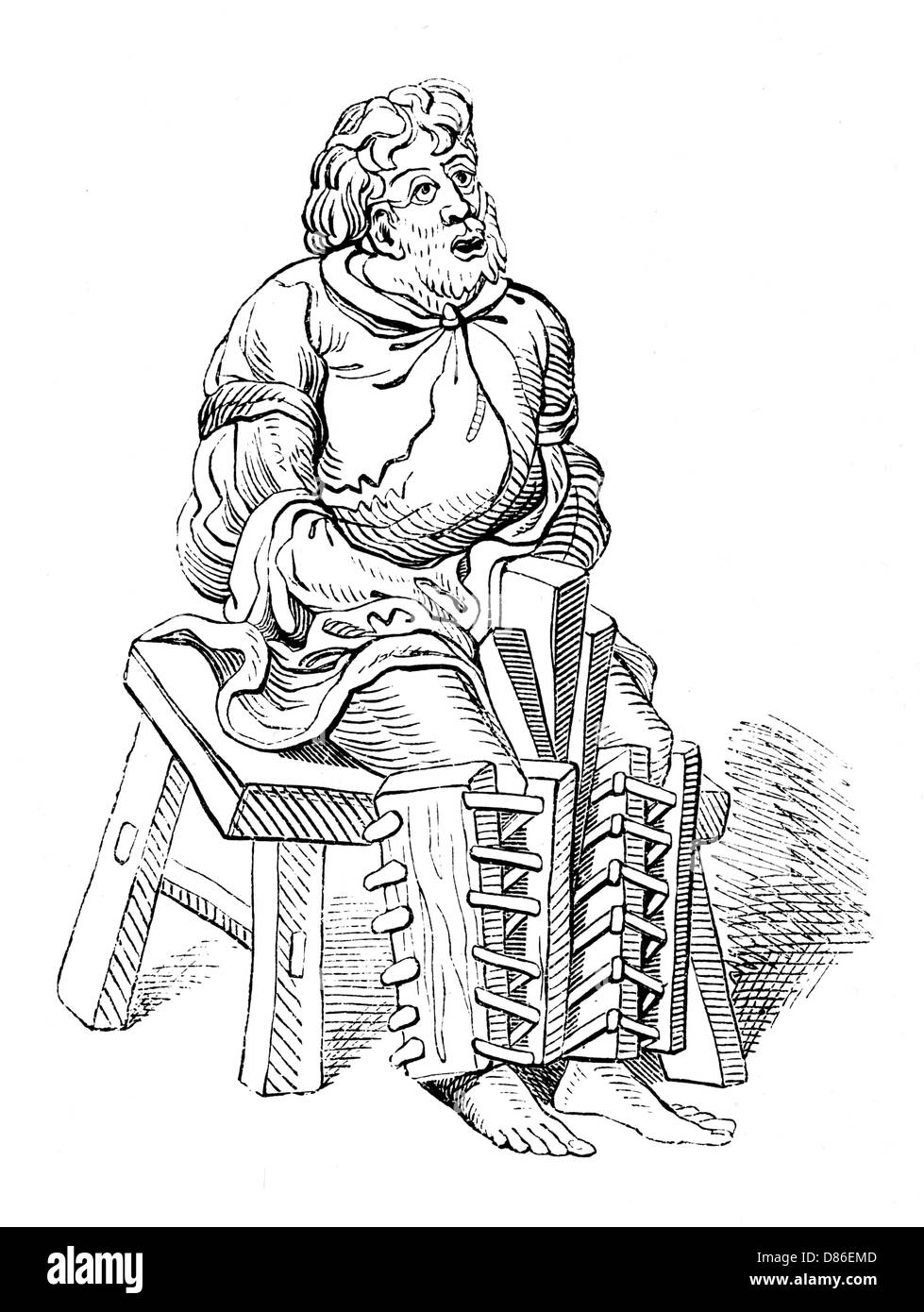 Mittelalterliche Folterstiefel Stockfoto