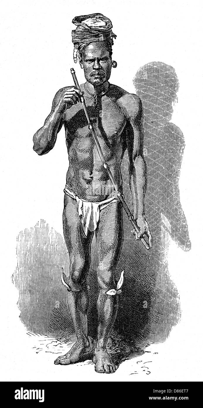 Ein neuer kaledonischer Flötenspieler, c. 1870 Stockfoto