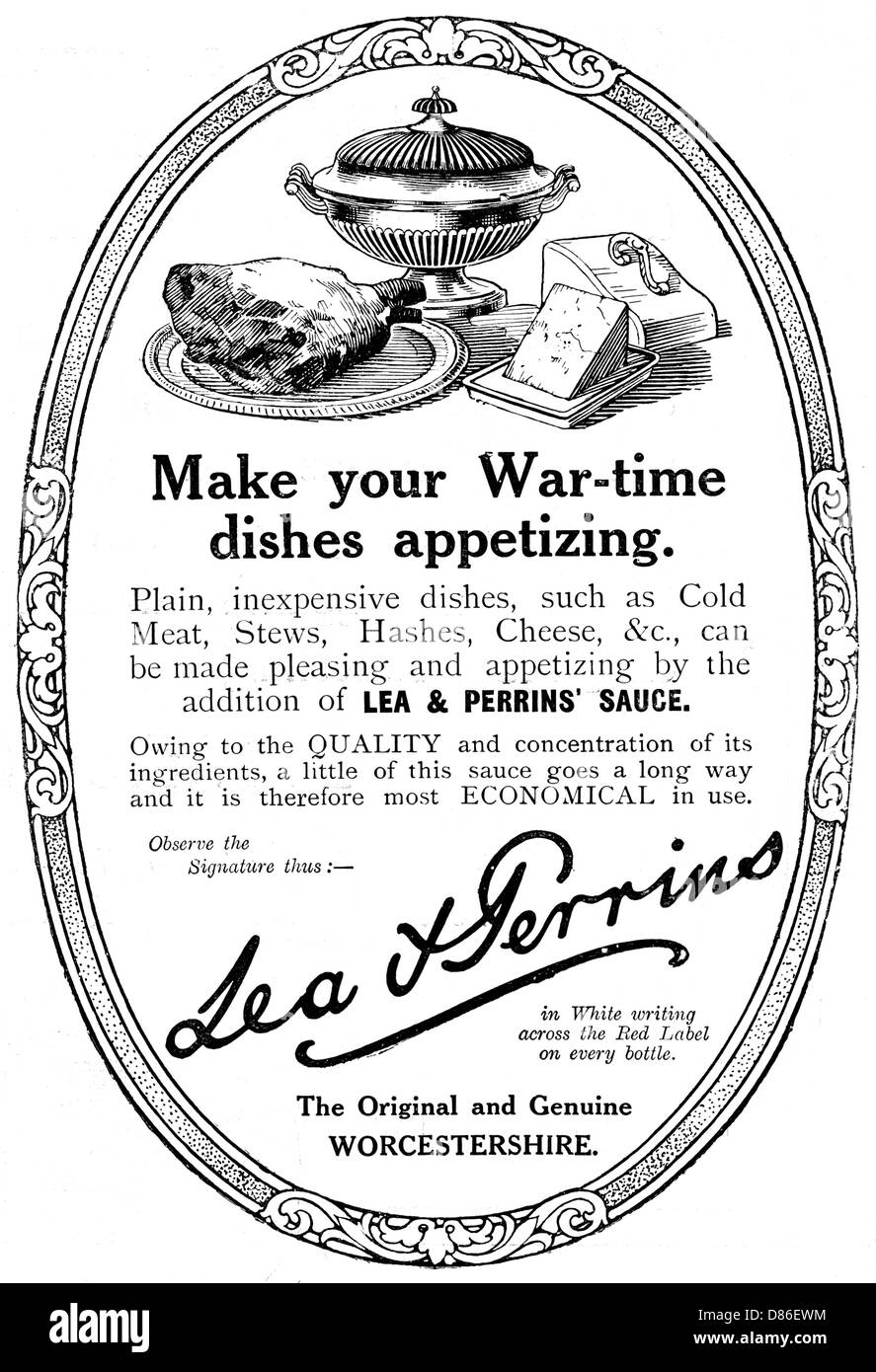 Lea und Perrins Werbung, WW1 Stockfoto