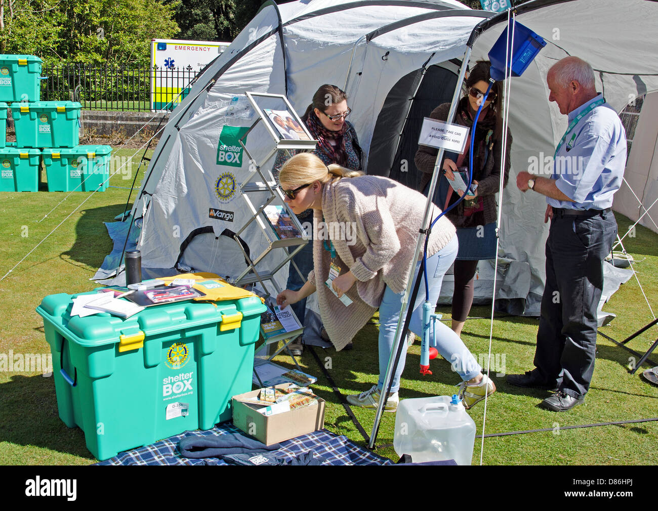 Eine Veranstaltung in Cornwall für die Wohltätigkeitsorganisation "Shelter Box" Stockfoto