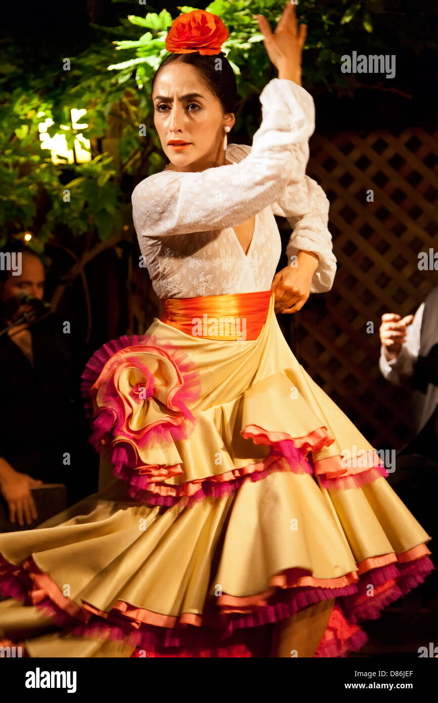 Flamenco Tänzerin, El Farol Restaurant, Santa Fe, New Mexico USA Stockfoto