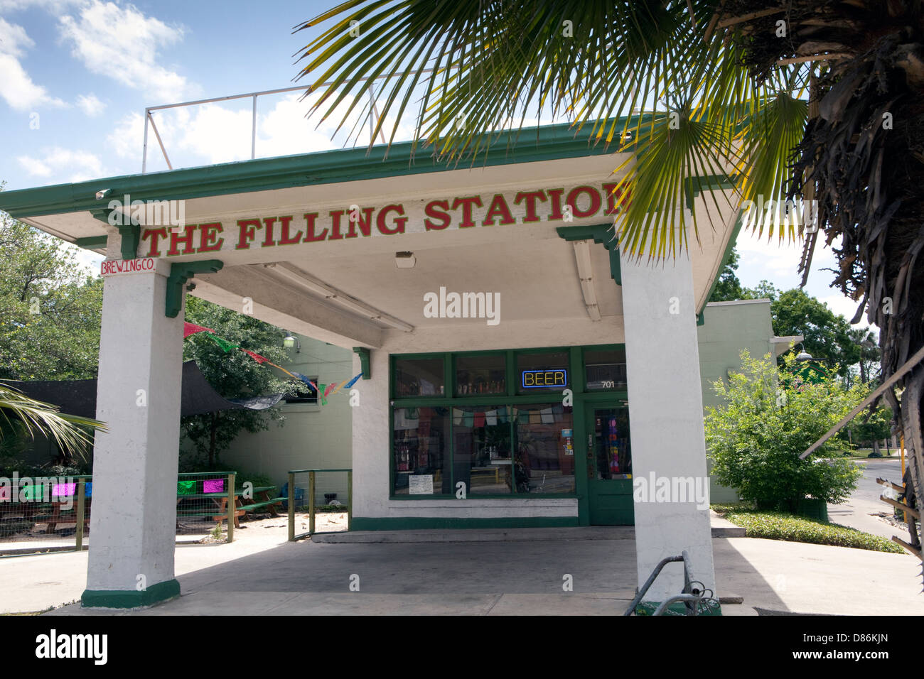 Ein Blick auf die Tankstelle-Bar in San Antonio, Texas Stockfoto