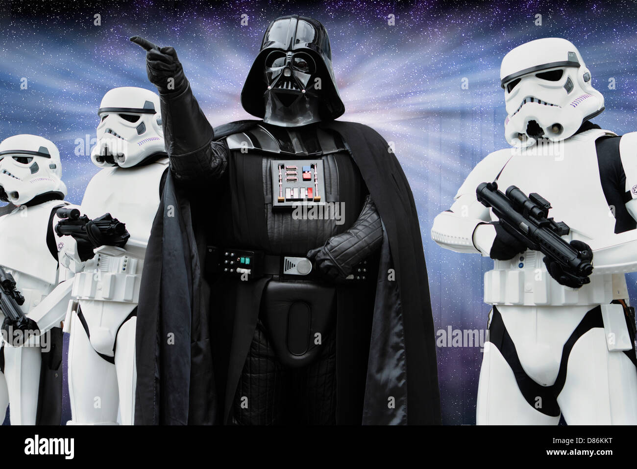 Star Wars Darth Vader und imperialen Stormtrooper Zeichen Stockfoto