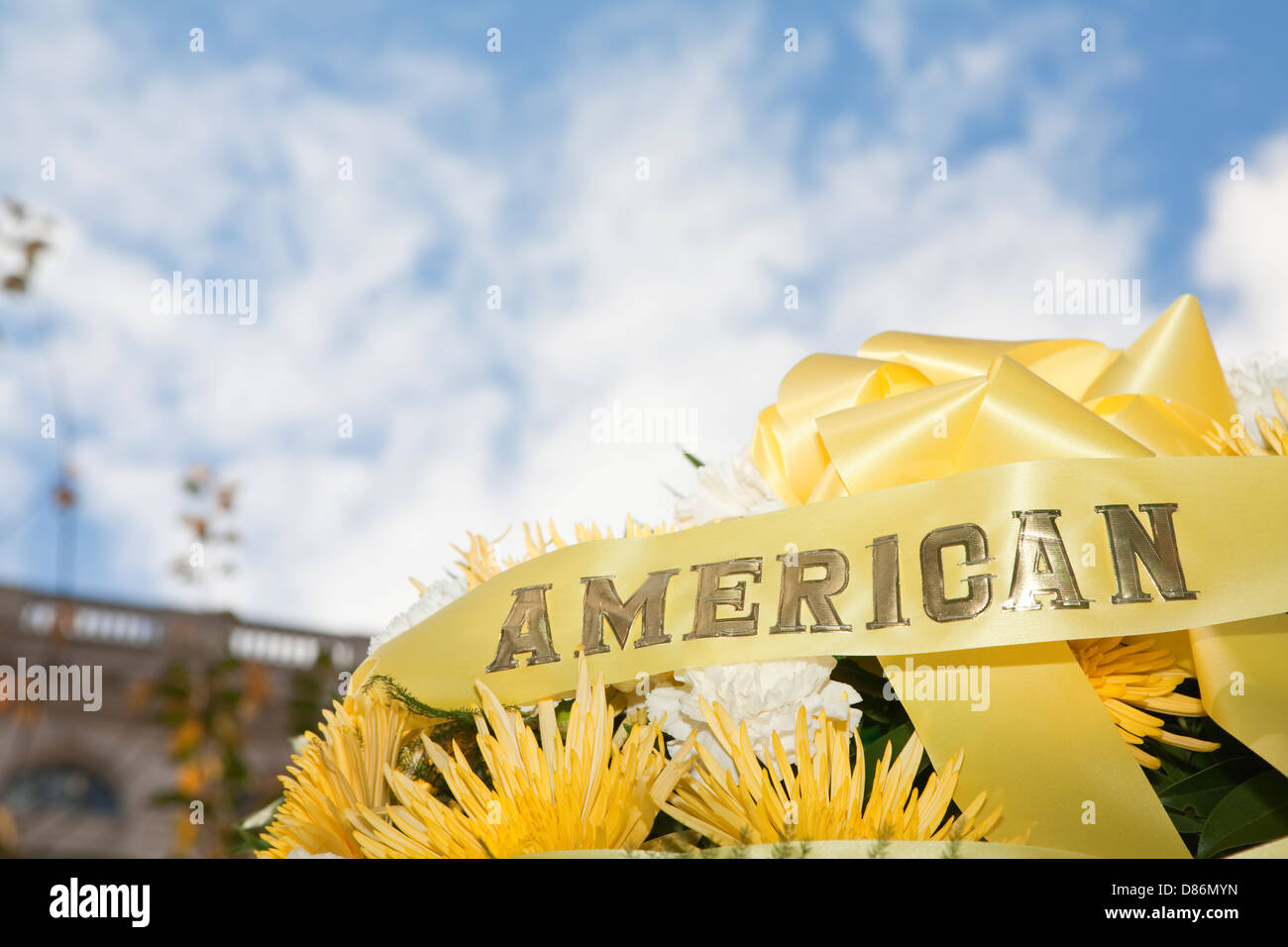 Blumen-Kranz für Veteranen Tag New York City Stockfoto