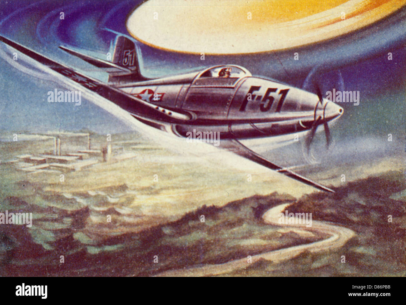 Captain Thomas Mantell trifft auf ein riesiges UFO, 1948. Stockfoto