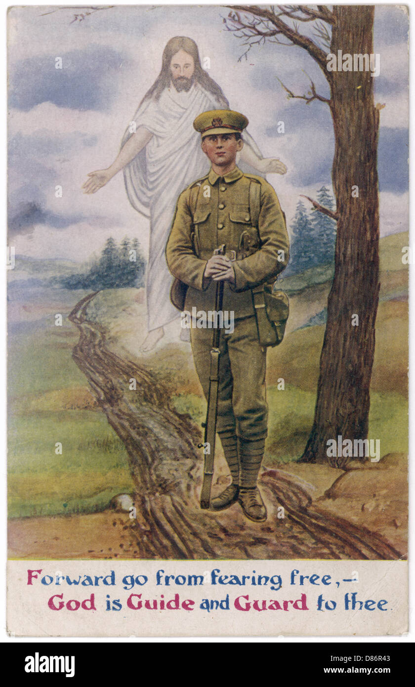 Jesus und WW1 Soldat Stockfoto