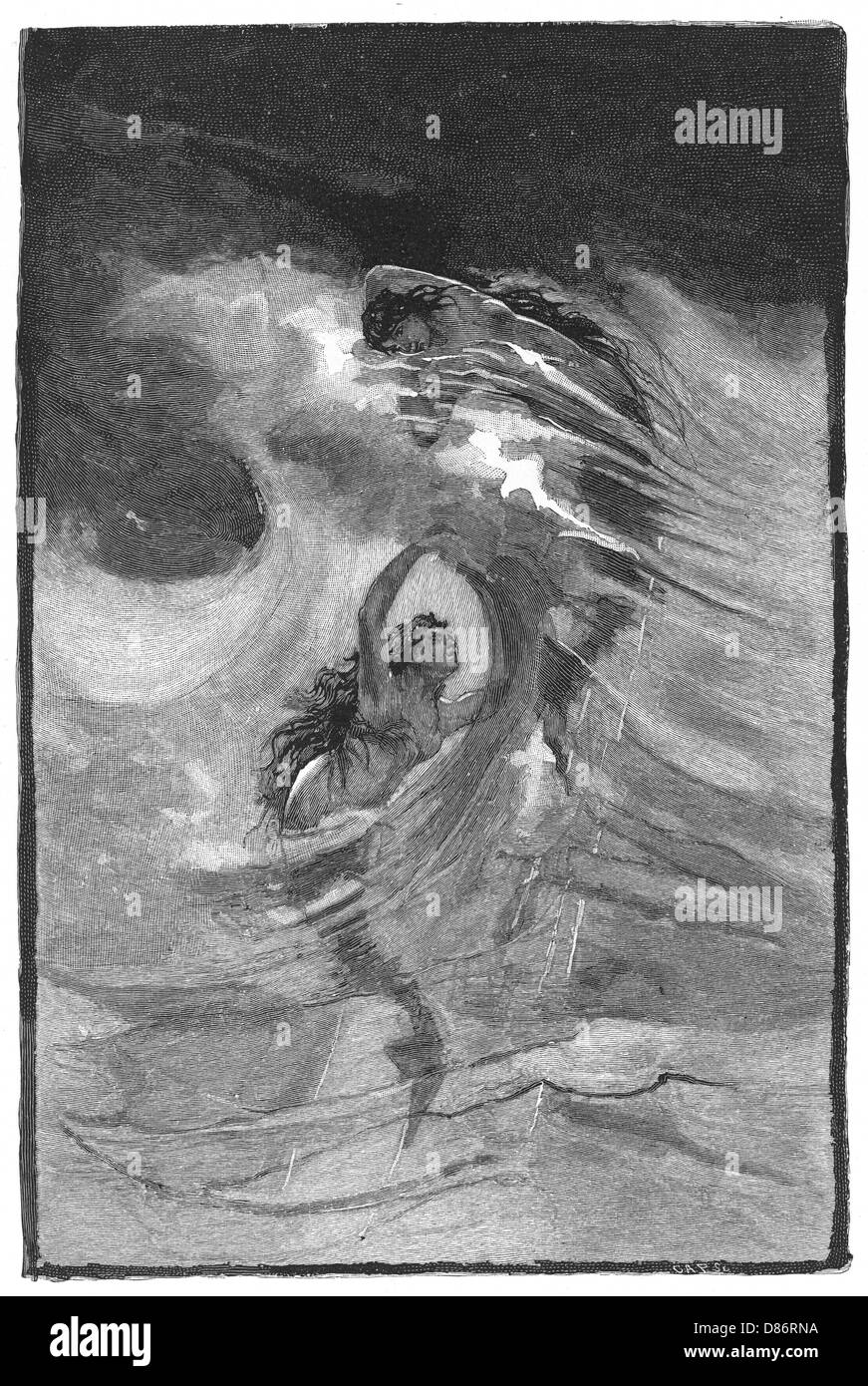 MEERJUNGFRAUEN IN WELLEN Stockfoto