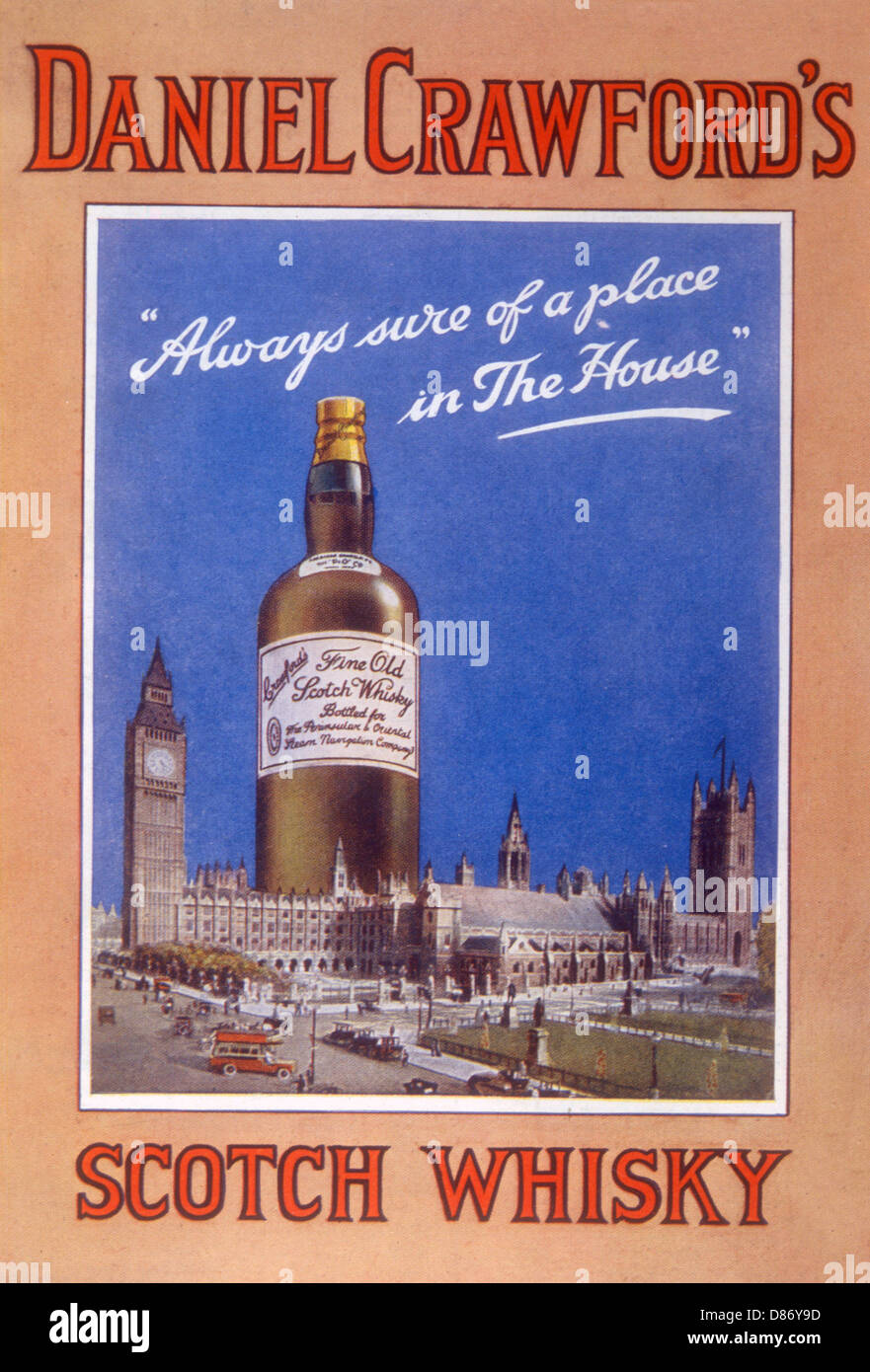 CRAWFORDS WHISKY-WERBUNG Stockfoto