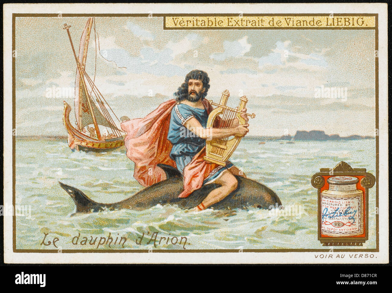 Arion und ein Delfin Stockfoto