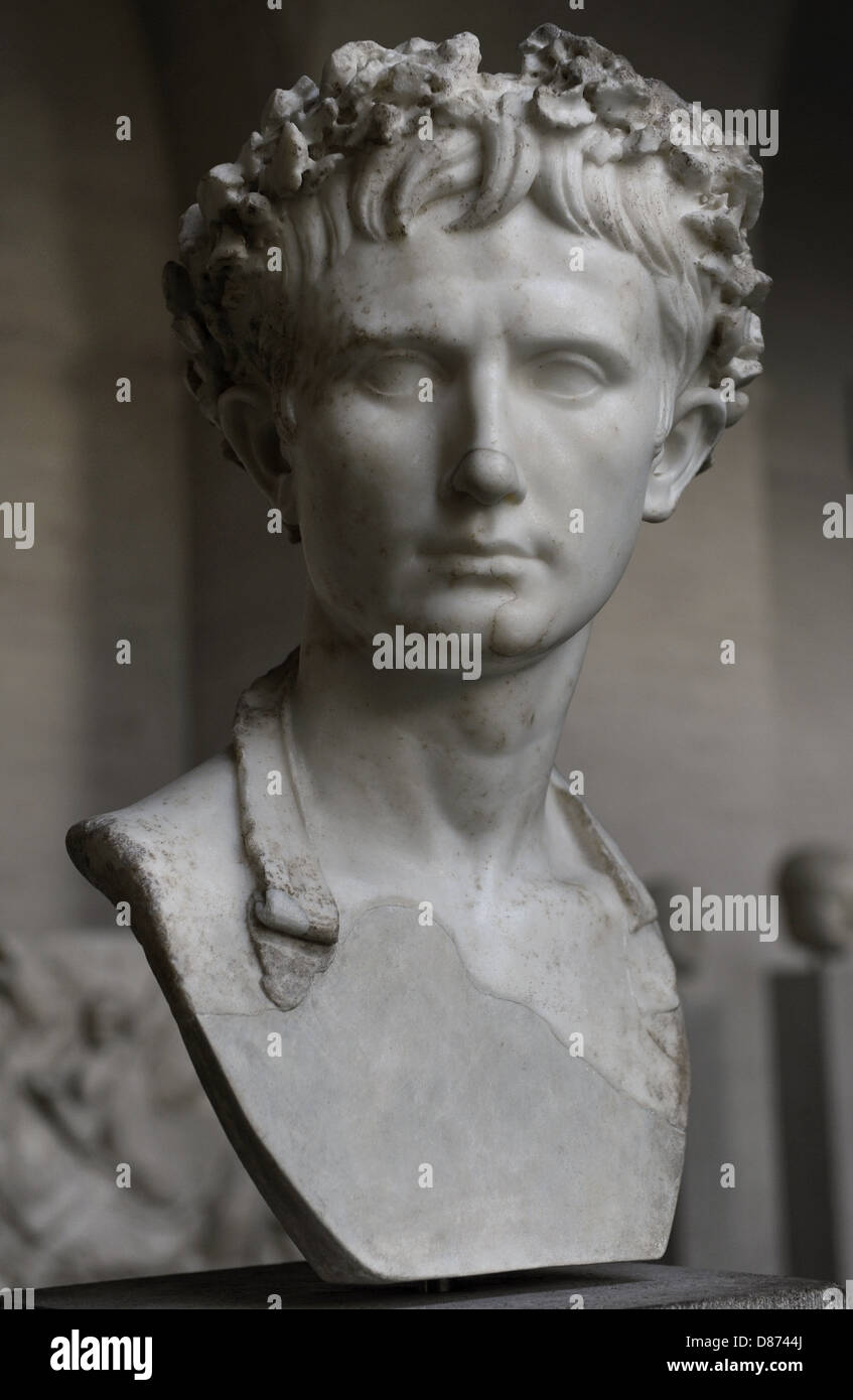 Augustus (63 v. Chr.-14 n. Chr.). Gründer des römischen Reiches und der erste Kaiser, Urteil ab 27 v. Chr. bis zu seinem Tod. Bürgerliche Krone. Stockfoto