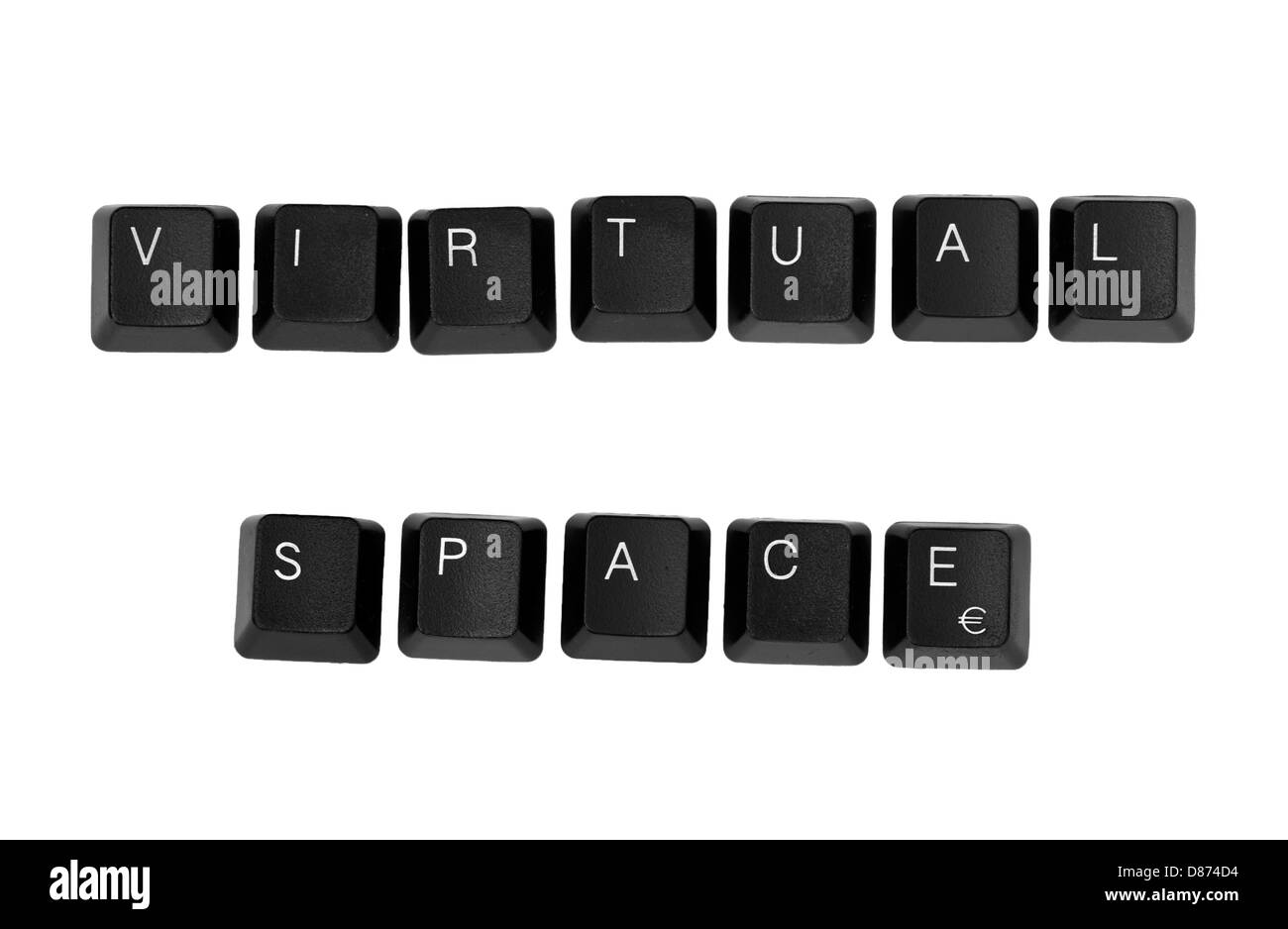 VIRTUELLEN Raum Zeichen auf der Tastatur geschrieben. Isoliert auf weißem Hintergrund. Stockfoto
