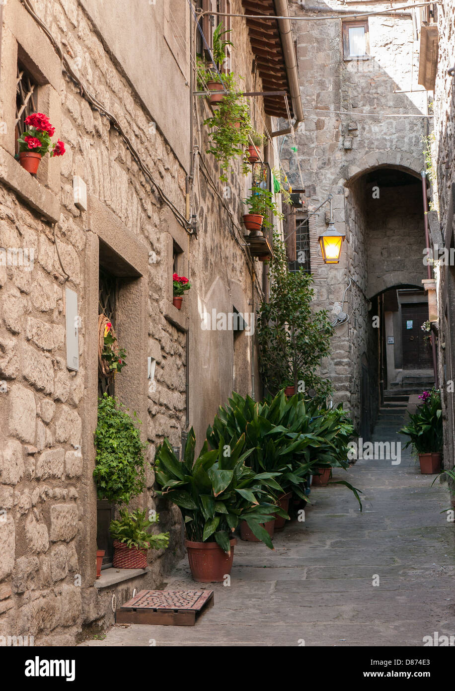 Die mittelalterlichen Mauern umgebene Stadt Viterbo, Umbrien, Italien Stockfoto