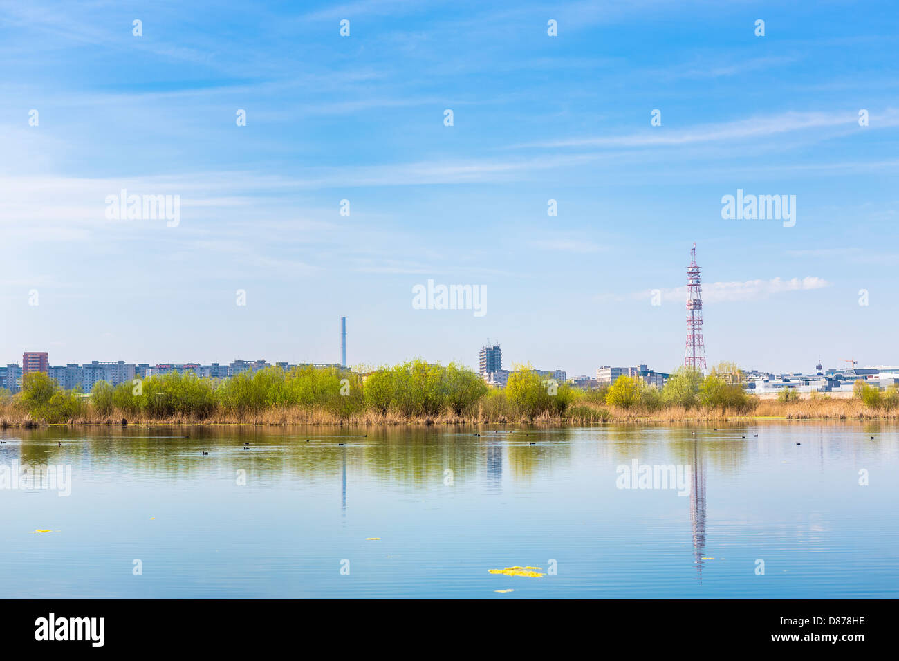 Tagsüber Blick auf aquatische Ökosystem auf alten Vacaresti See in der Nähe von Süd-östlichen Vororte in Bukarest. Stockfoto