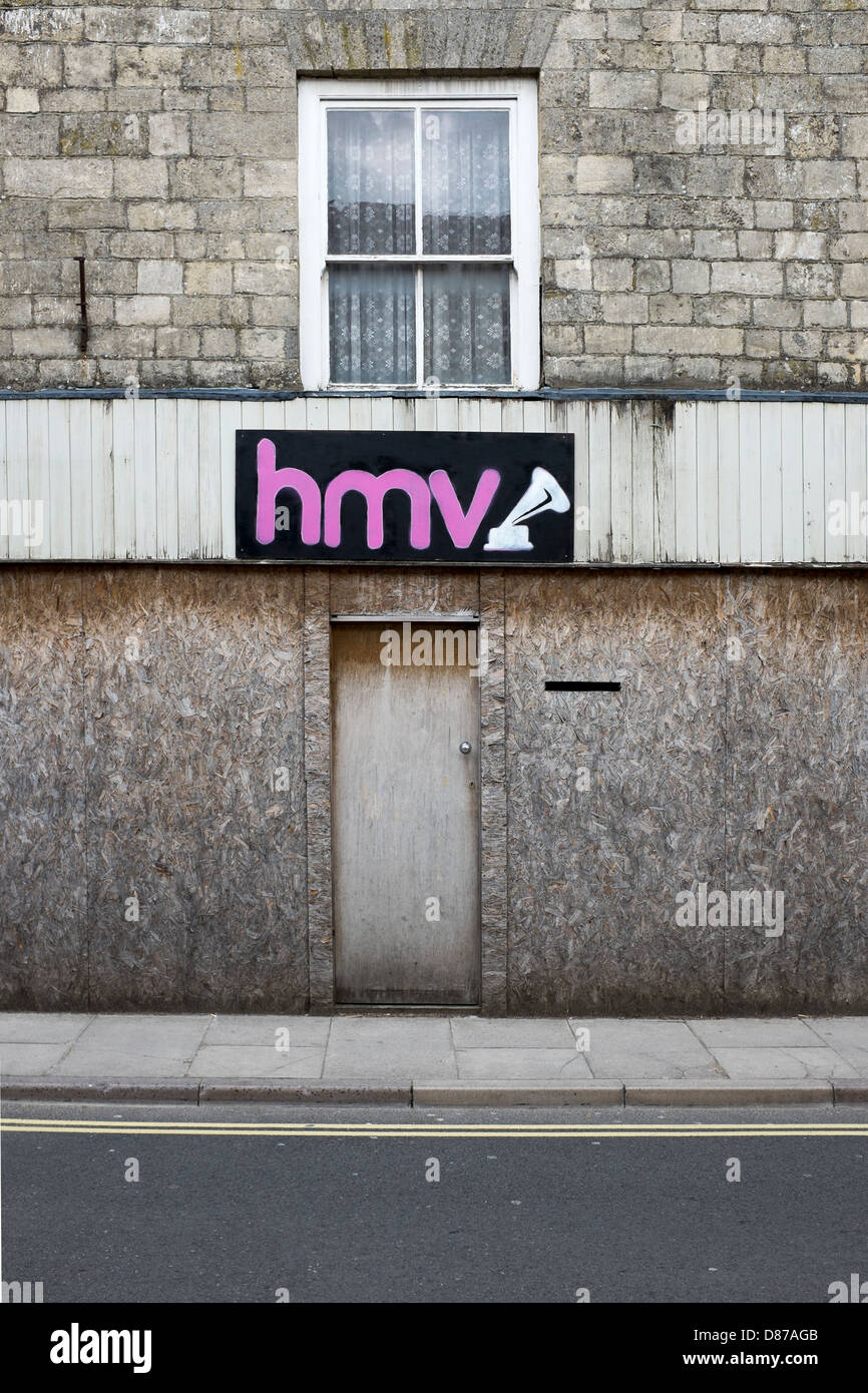 HMV unterzeichnen über geschlossene Geschäft Stockfoto