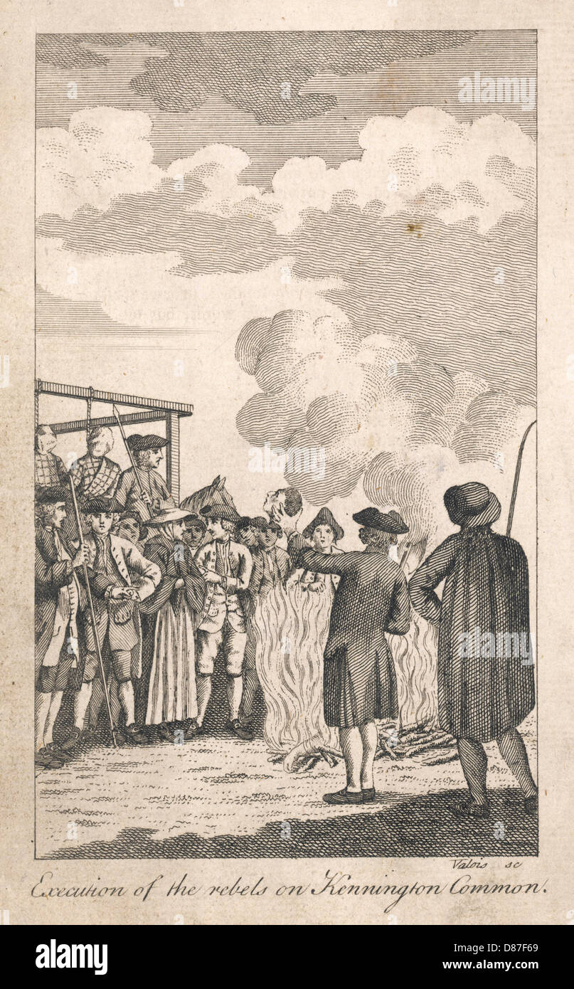 AUFHÄNGEN DER REBELLEN/1746 Stockfoto