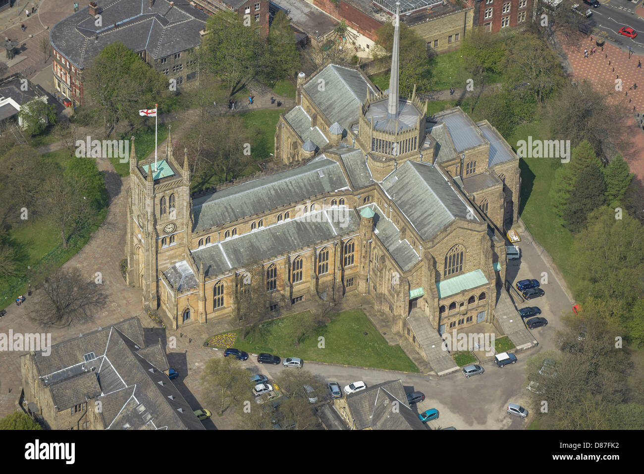Luftaufnahme von Blackburn Kathedrale Stockfoto