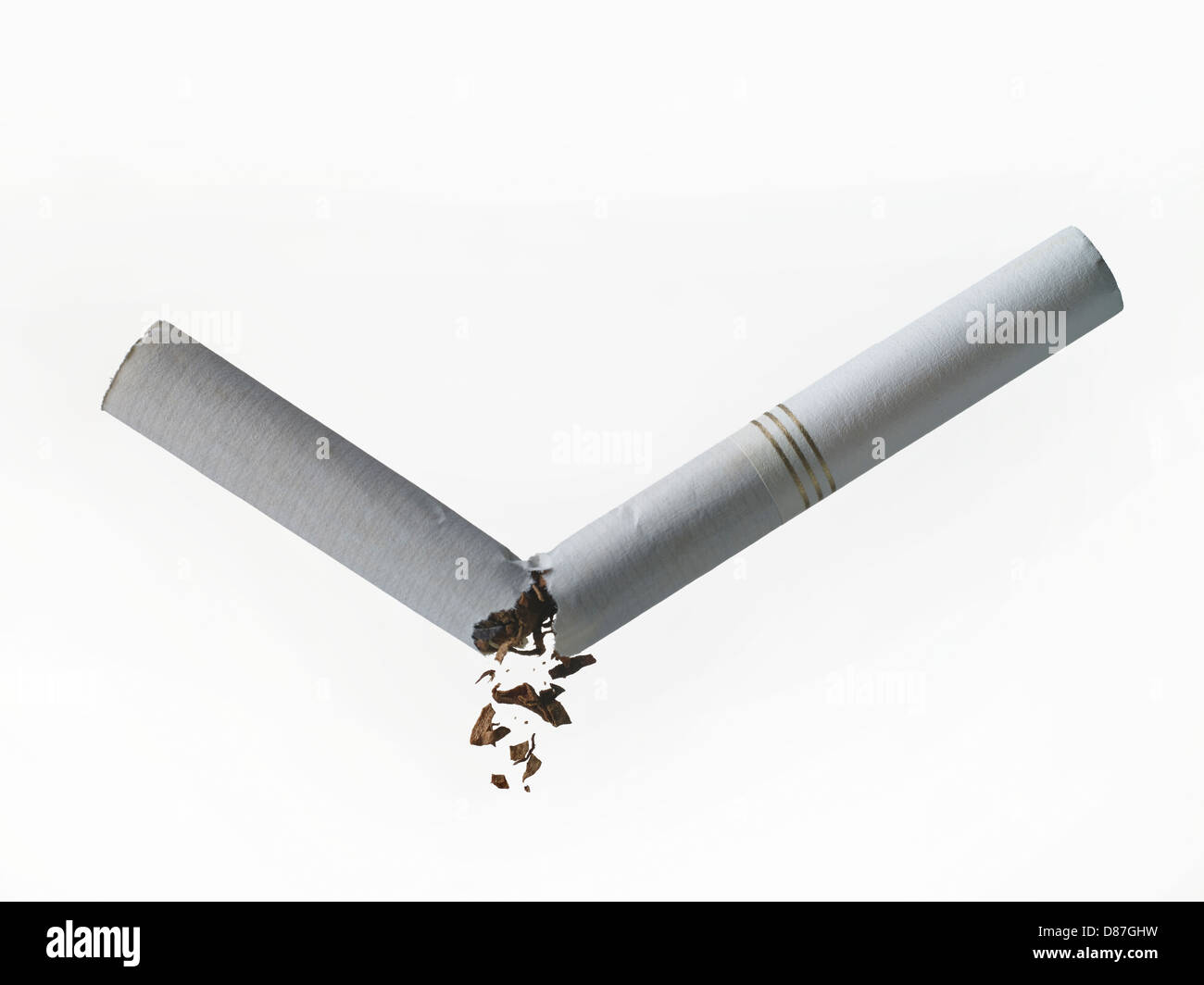 Gebrochene Zigarette aufhören zu rauchen Stockfoto
