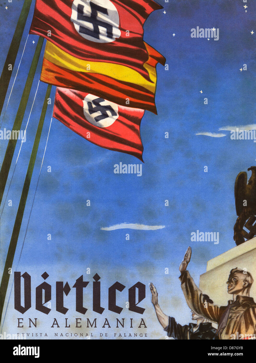 SPANISCHE UND NAZI-FLAGGEN Stockfoto