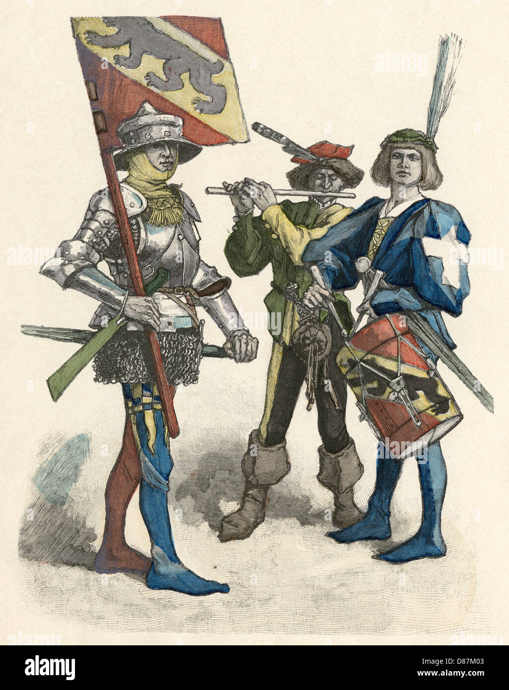 Schweizer Soldaten aus dem 15.. Jahrhundert Stockfoto