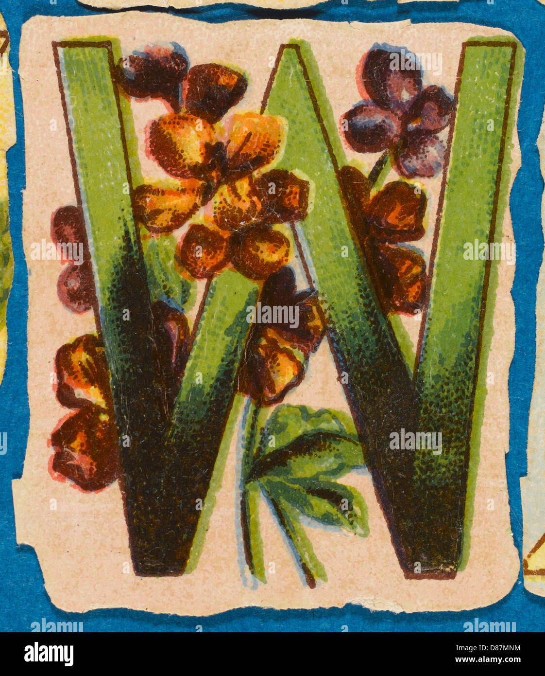 Dekoratives Blumenalphabet – W Stockfoto