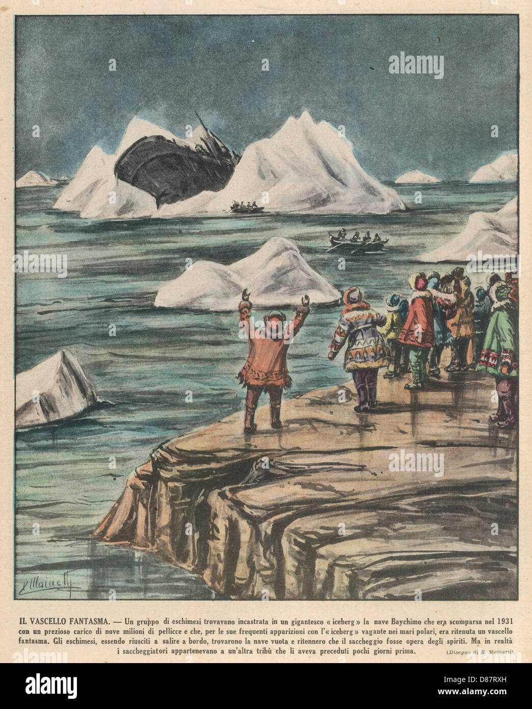 Baychimo auf Eisberg Stockfoto