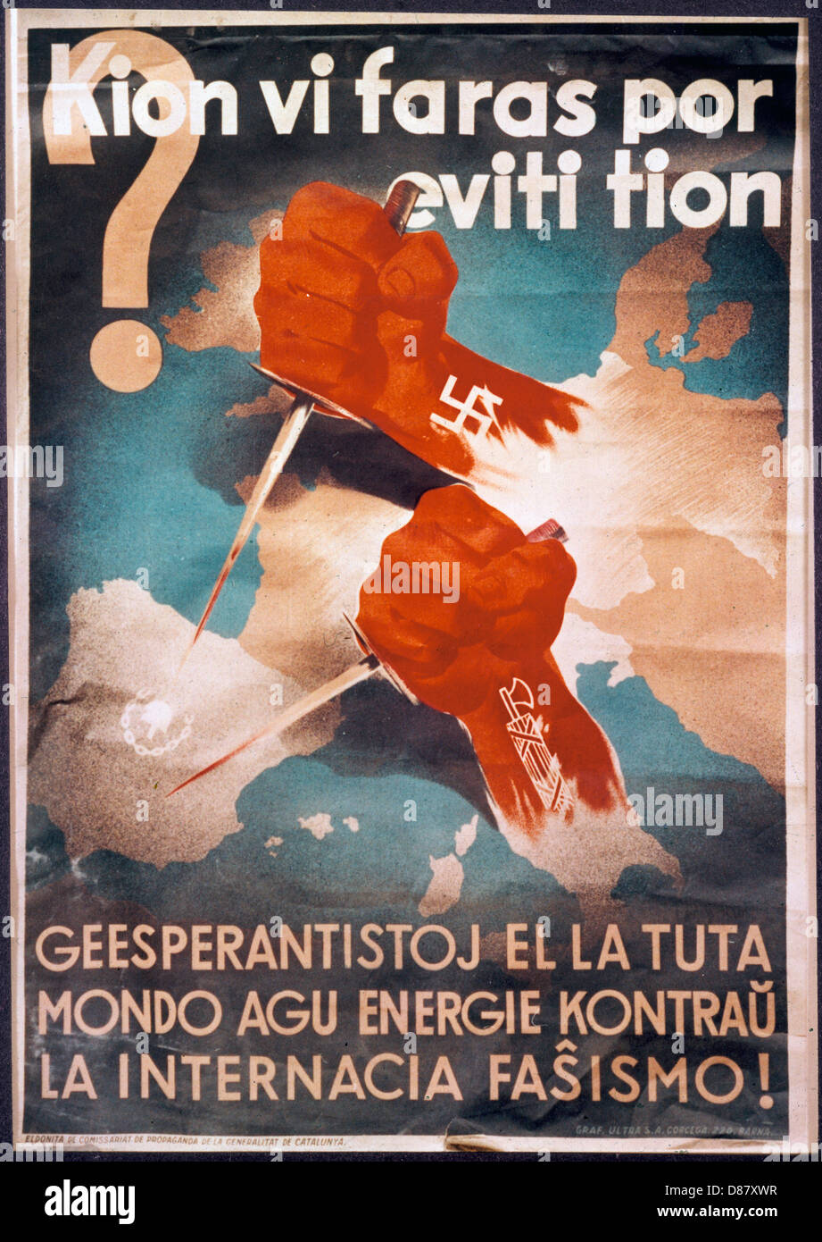 Esperanto-Poster 1936 9 Stockfoto