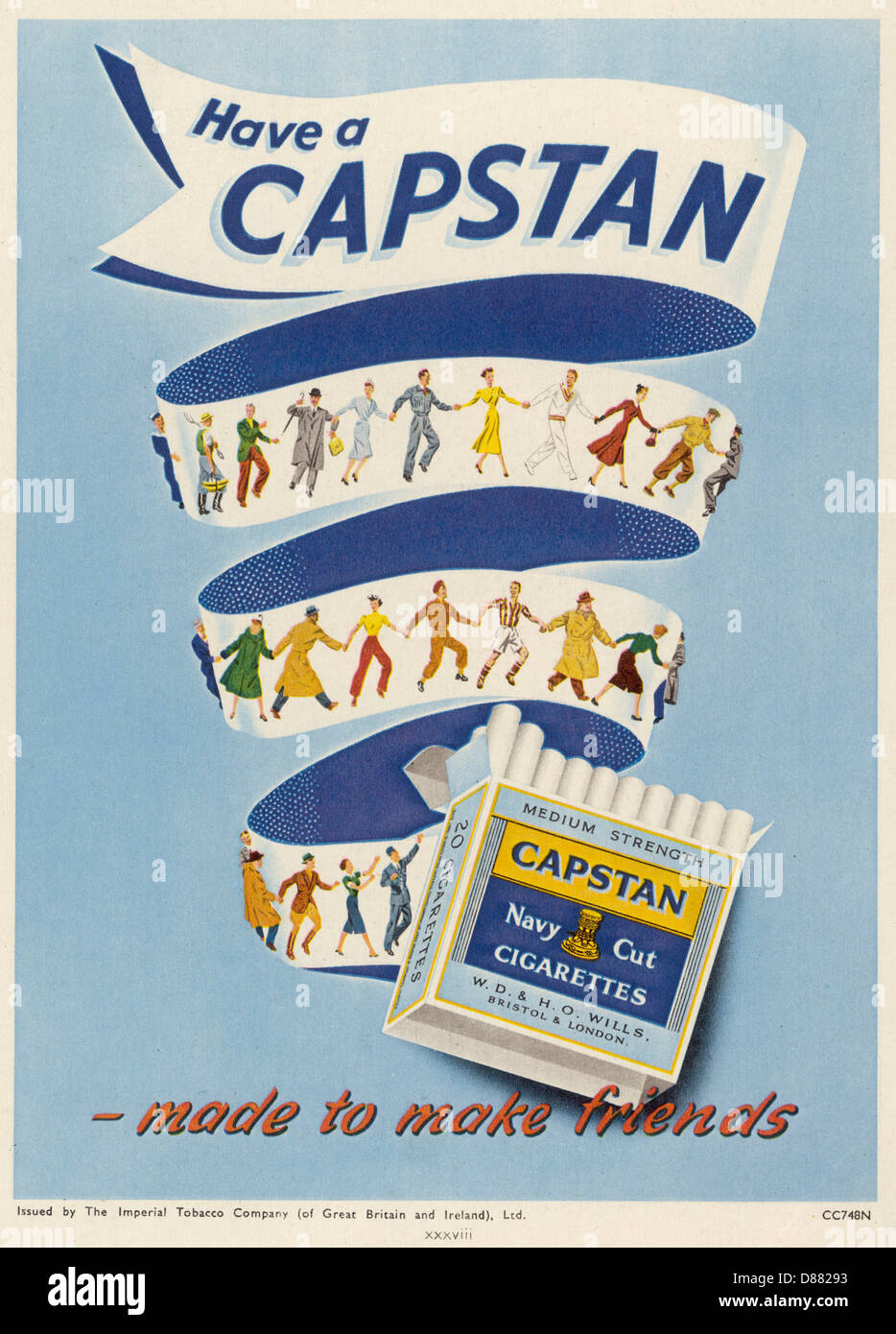 ANZEIGE/CAPSTAN CIGS 1951 Stockfoto