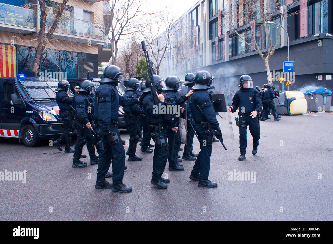 Mossos Notfälle, Manifestación, Barcelona Stockfoto