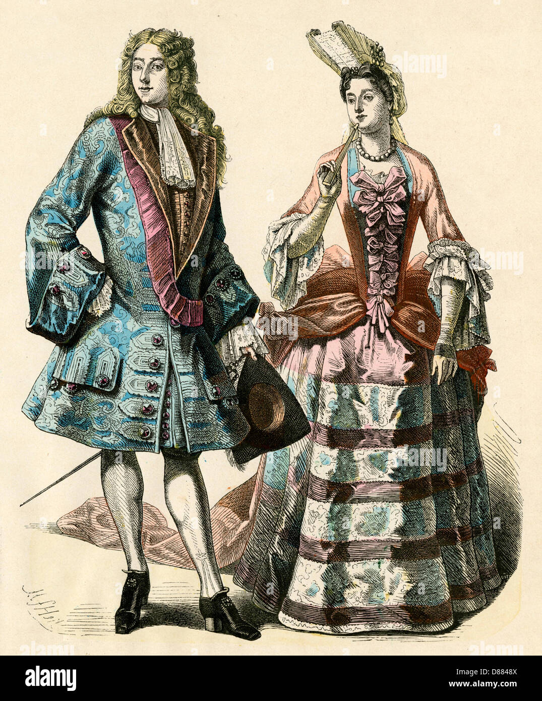 Höflinge 1690er Jahren Stockfoto