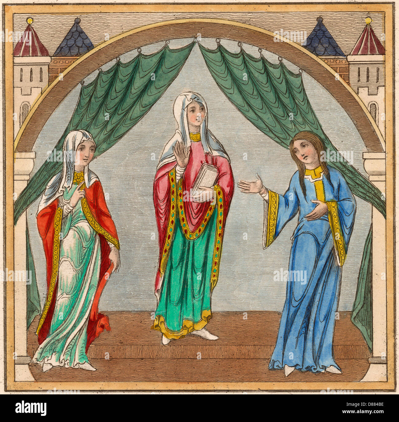 Edle Frauen des 12.. Jahrhunderts Stockfoto
