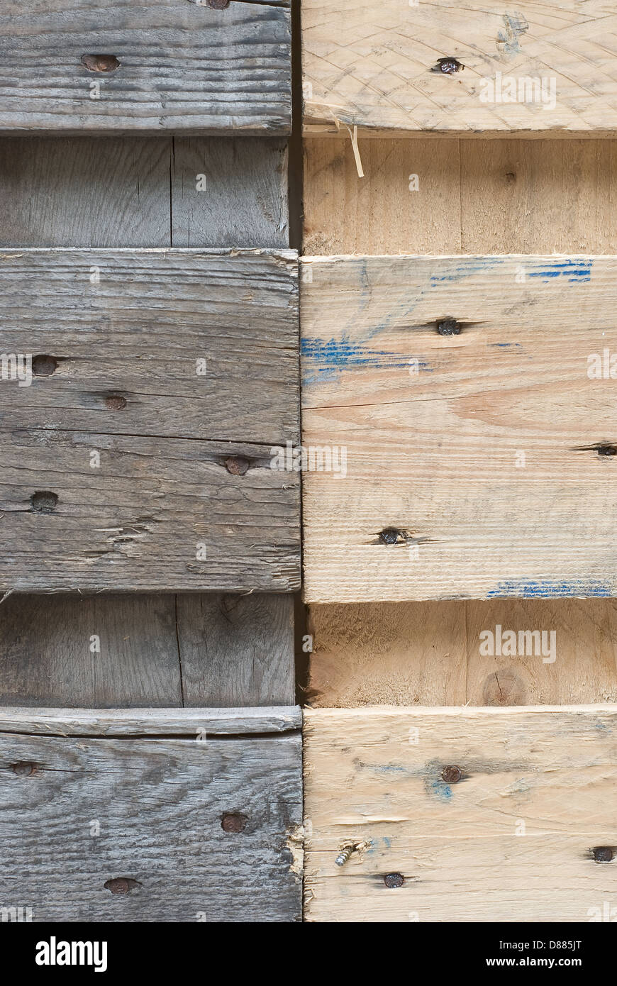 Alterung und verwittertem Holz als gestalterisches Element Stockfoto