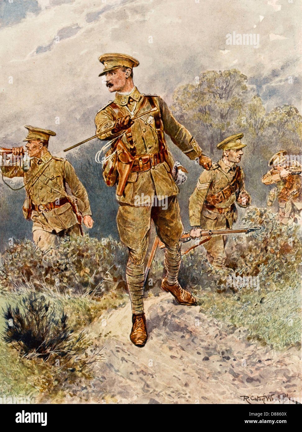 Infanterie, die Scharmützel Stockfoto
