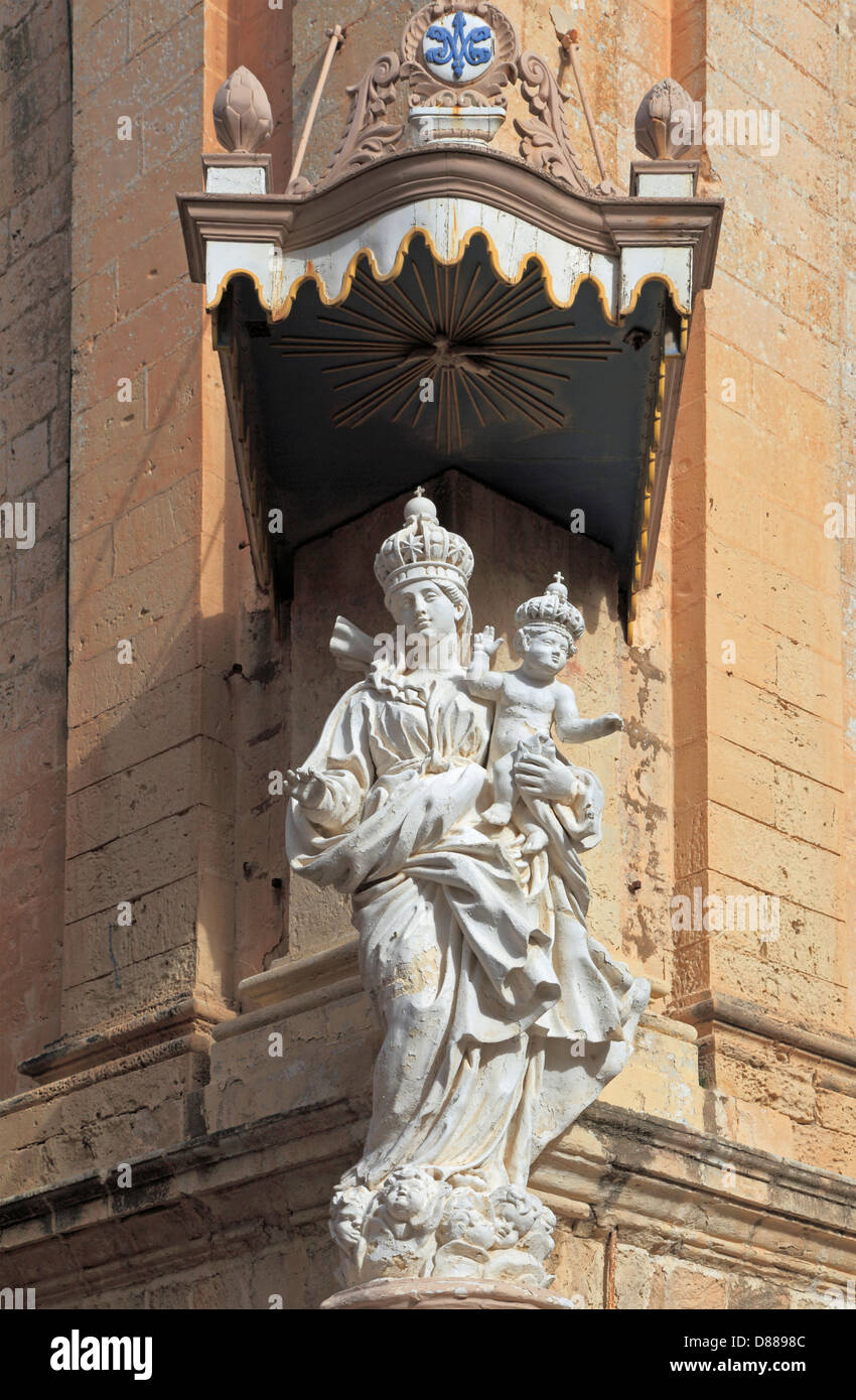 Malta, Mdina, Karmeliterkirche, Statue, Stockfoto