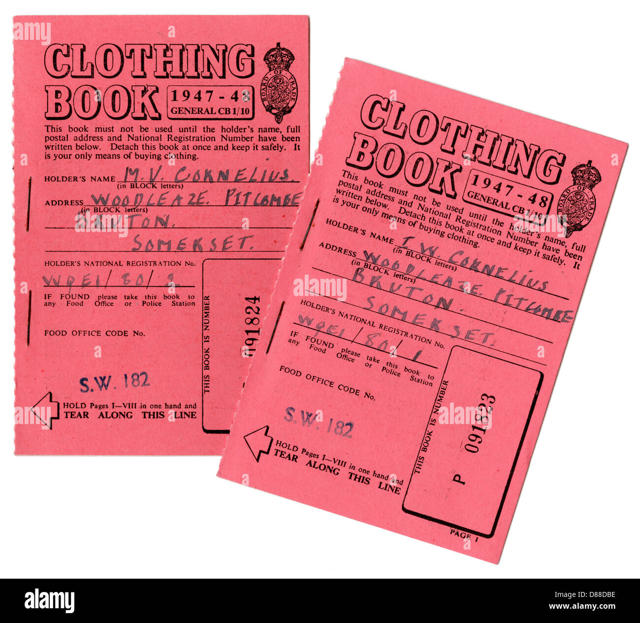 WW2 Kleidung Gutscheine Stockfoto