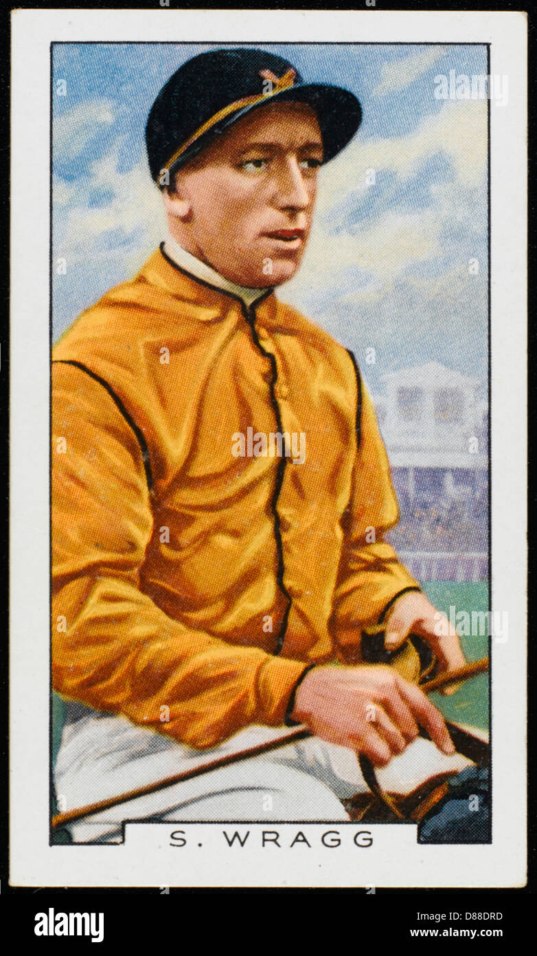 Jockey - Sam Wragg - Zigarettenkarte aus dem 20.. Jahrhundert Stockfoto