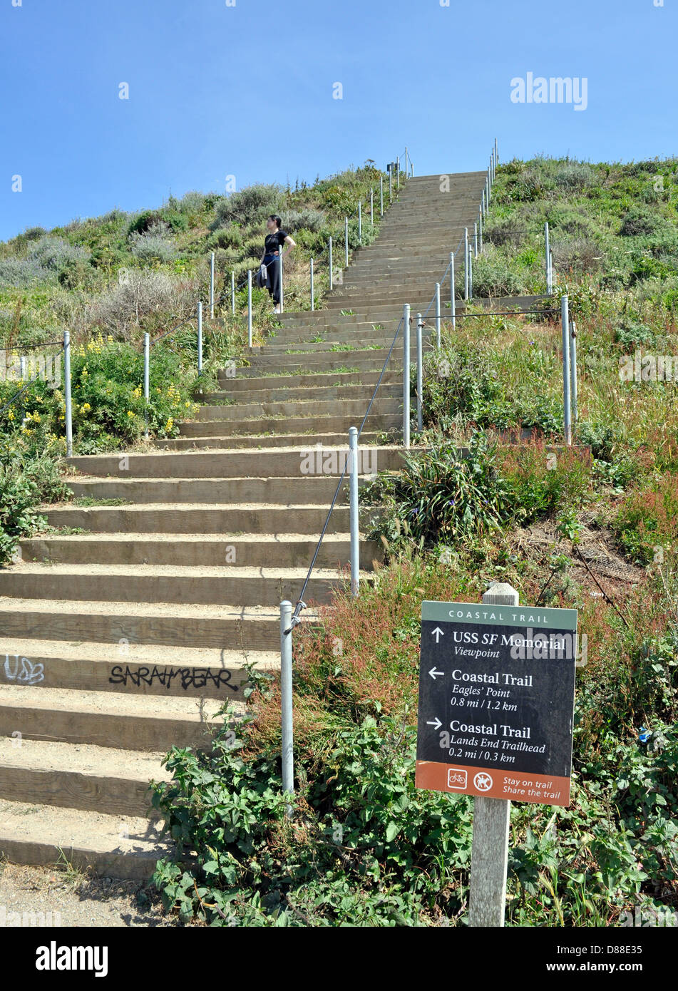 Wanderwege-Wegweiser GGNRA Stockfoto