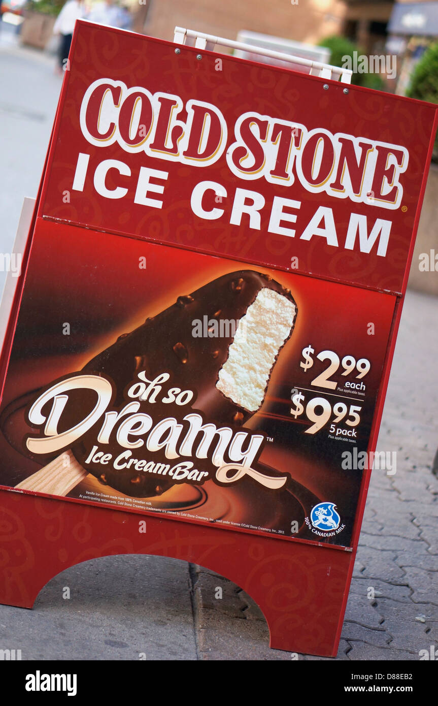 Kalte Stein Eis Creme Schilder, Werbung Stockfoto