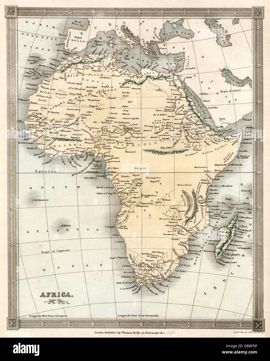 KARTE/AFRIKA 1842 Stockfoto