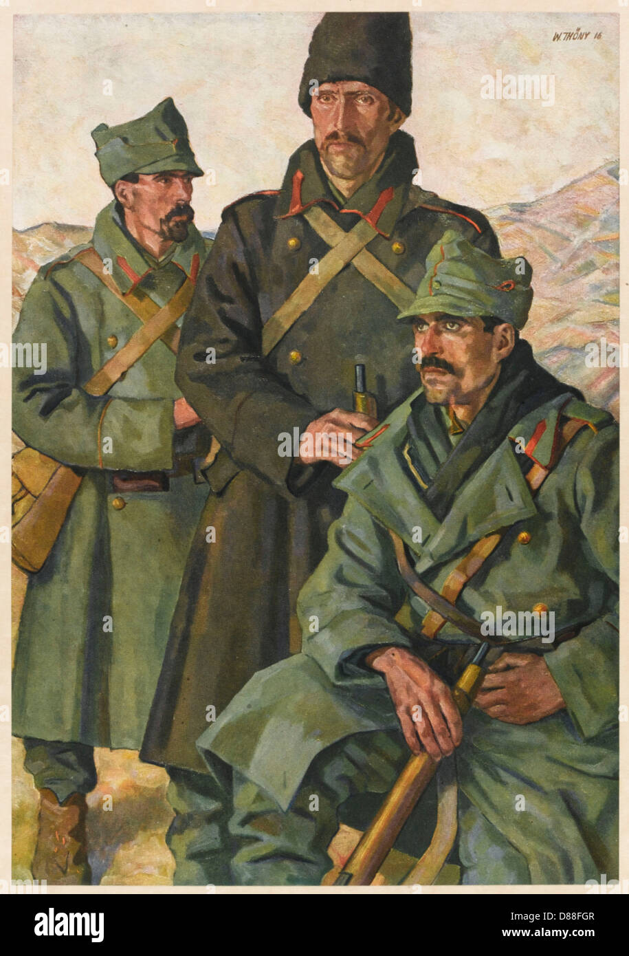 Drei rumänische Soldaten, WW1 Stockfoto