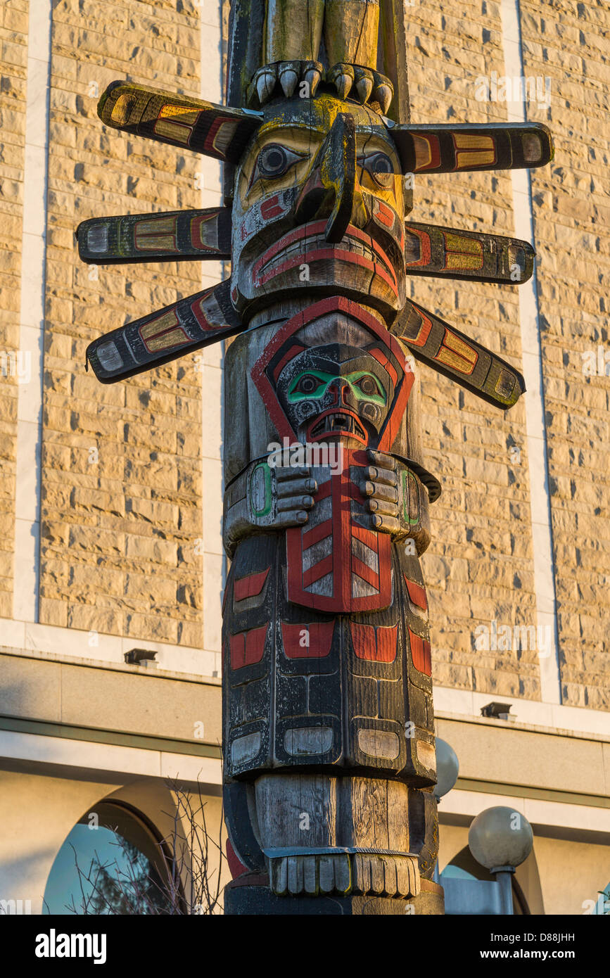 Totempfahl, The Royal British Columbia Museum in Victoria British Columbia, Kanada Stockfoto