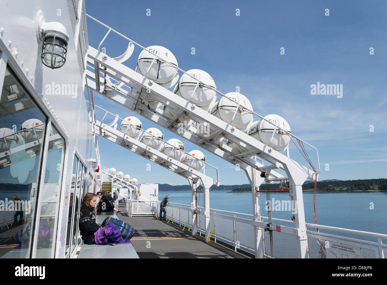Rettungsinsel Array, BC Ferry, British Columbia, Kanada Stockfoto