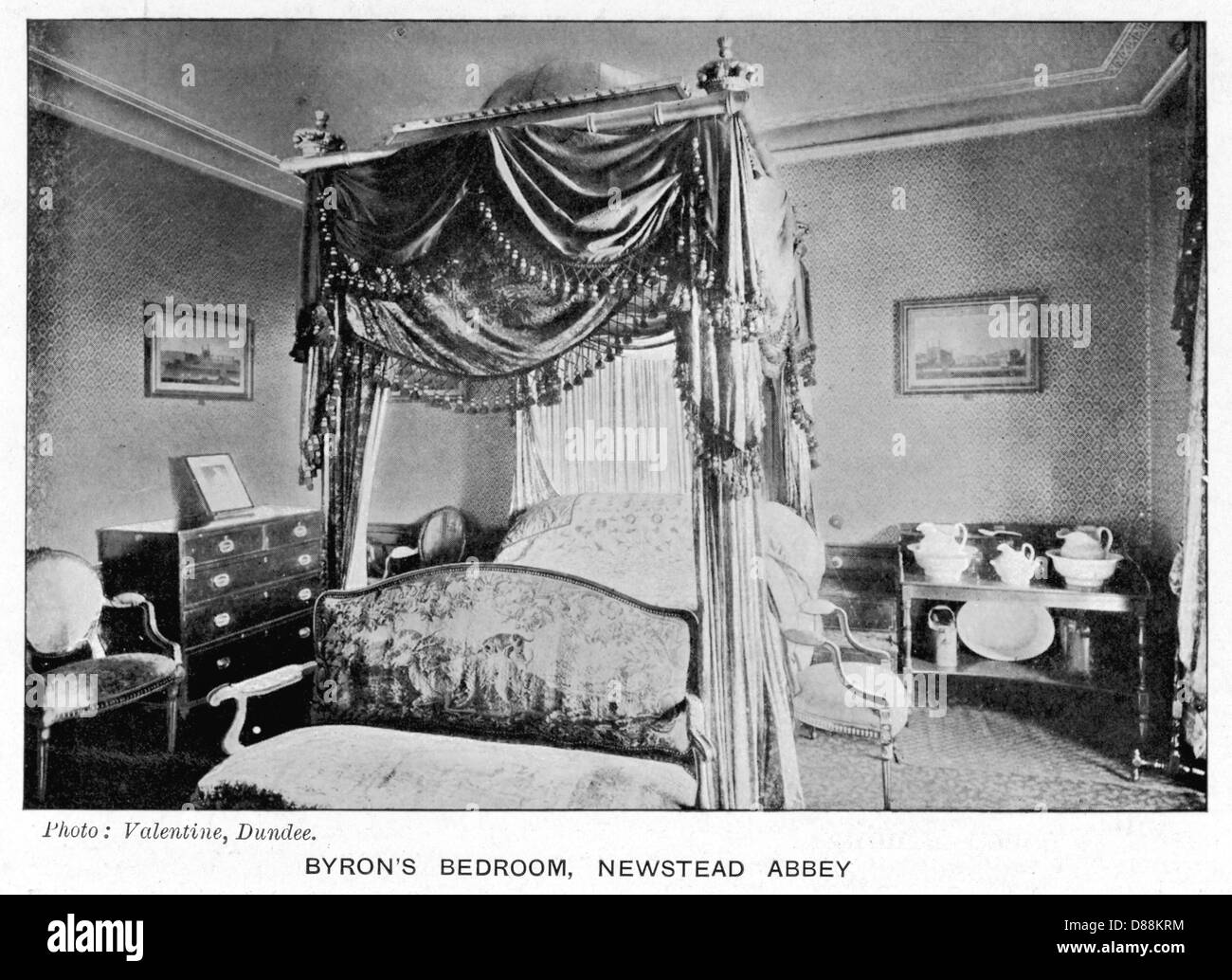 BYRON/NEWSTEAD/SCHLAFZIMMER Stockfoto