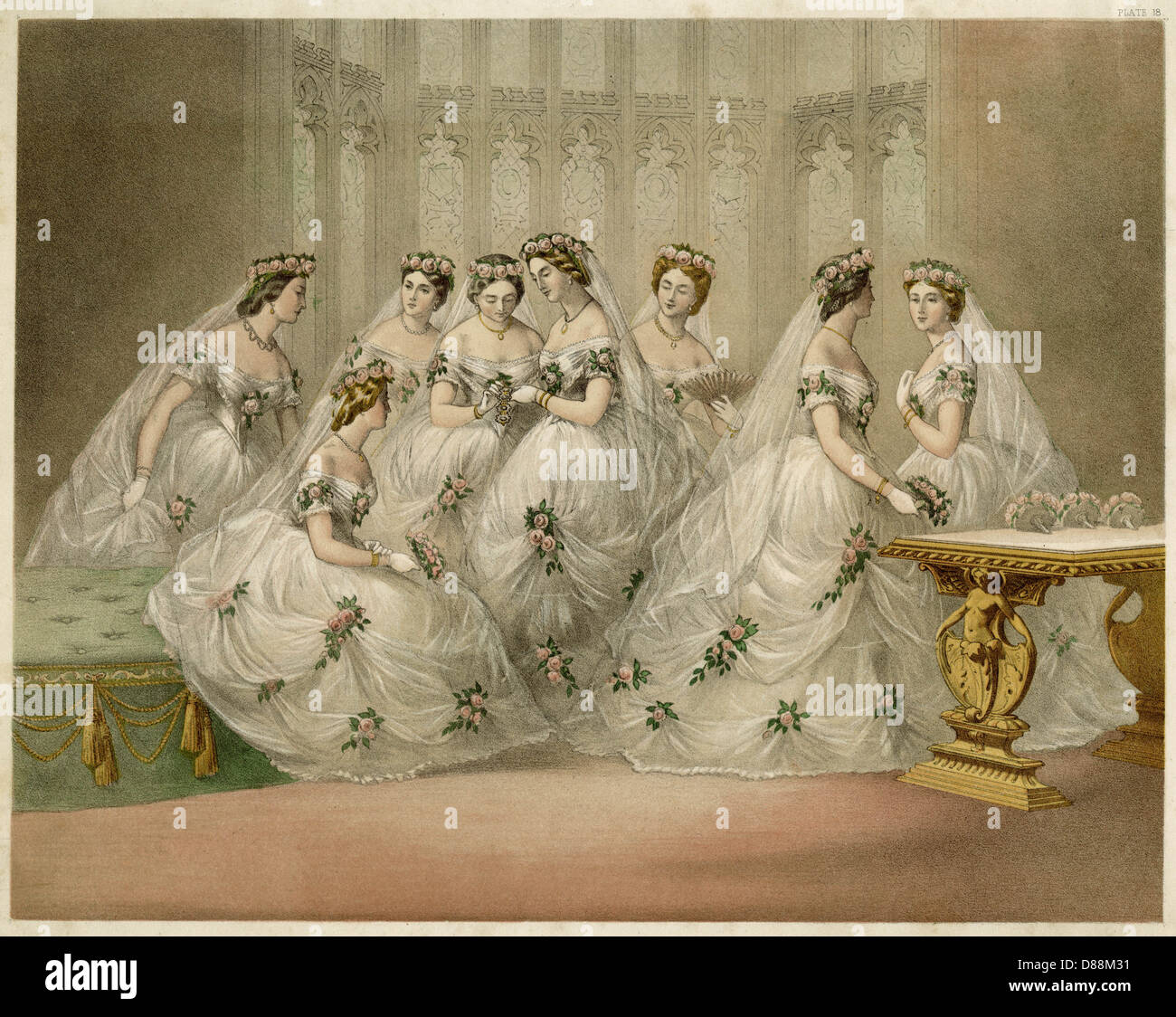 Brautjungfern 1863 Stockfoto