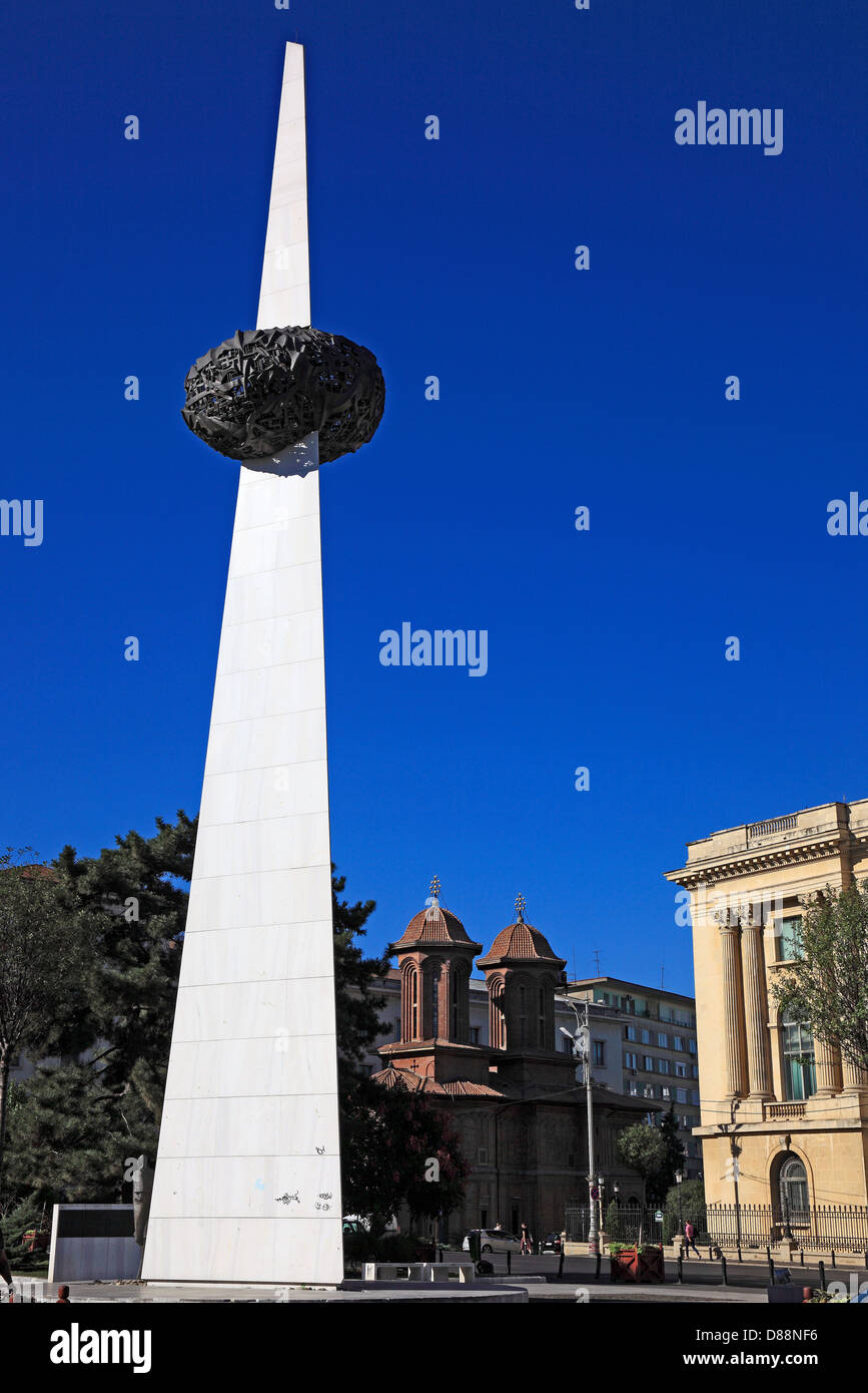 Denkmal für die Revolutiei, Platz der Revolution, zu Ehren der mehr als 1.000 Opfer der Revolution im Dezember Stockfoto