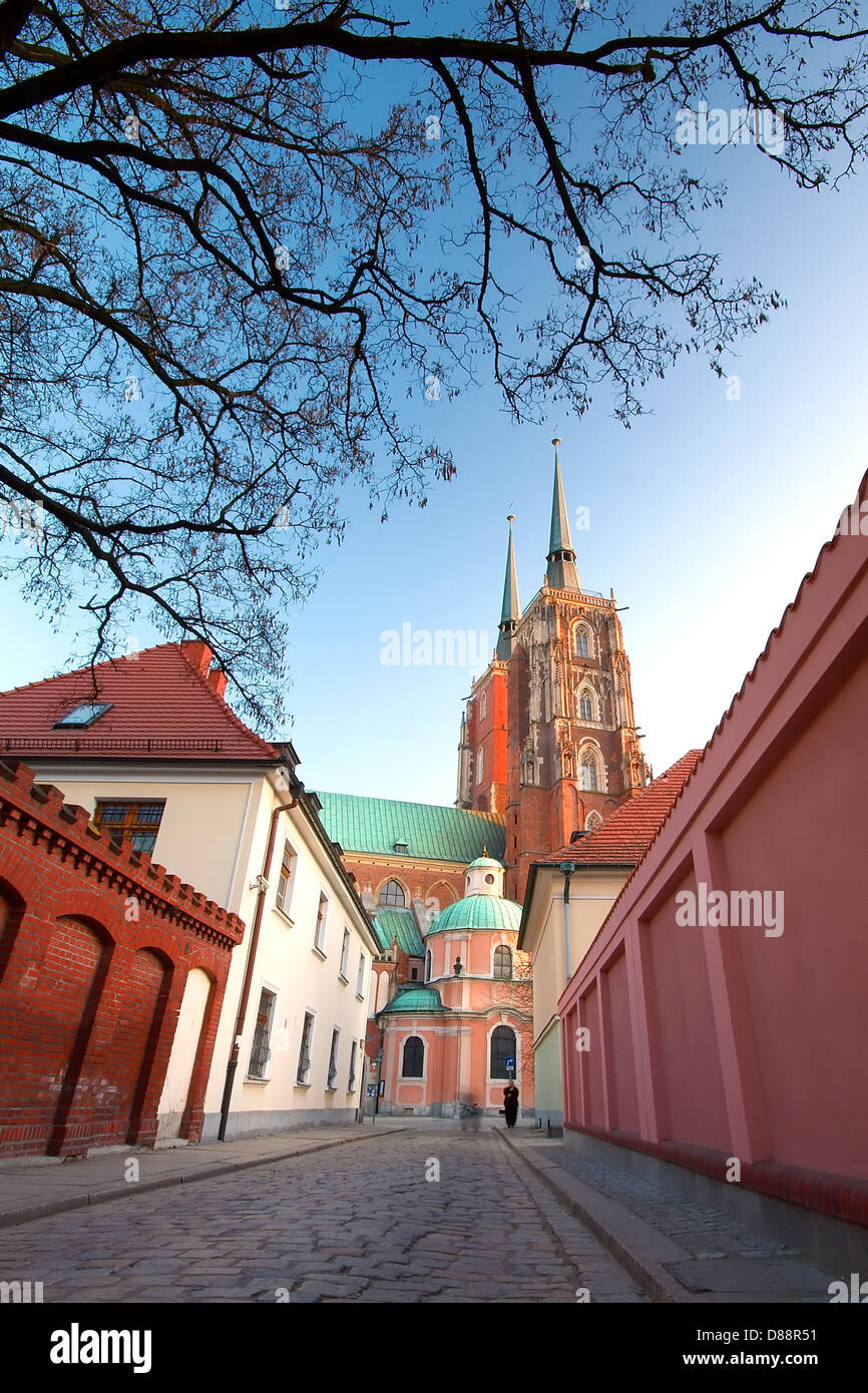 Straßen von der Kathedrale Island, Polen, Breslau Stockfoto